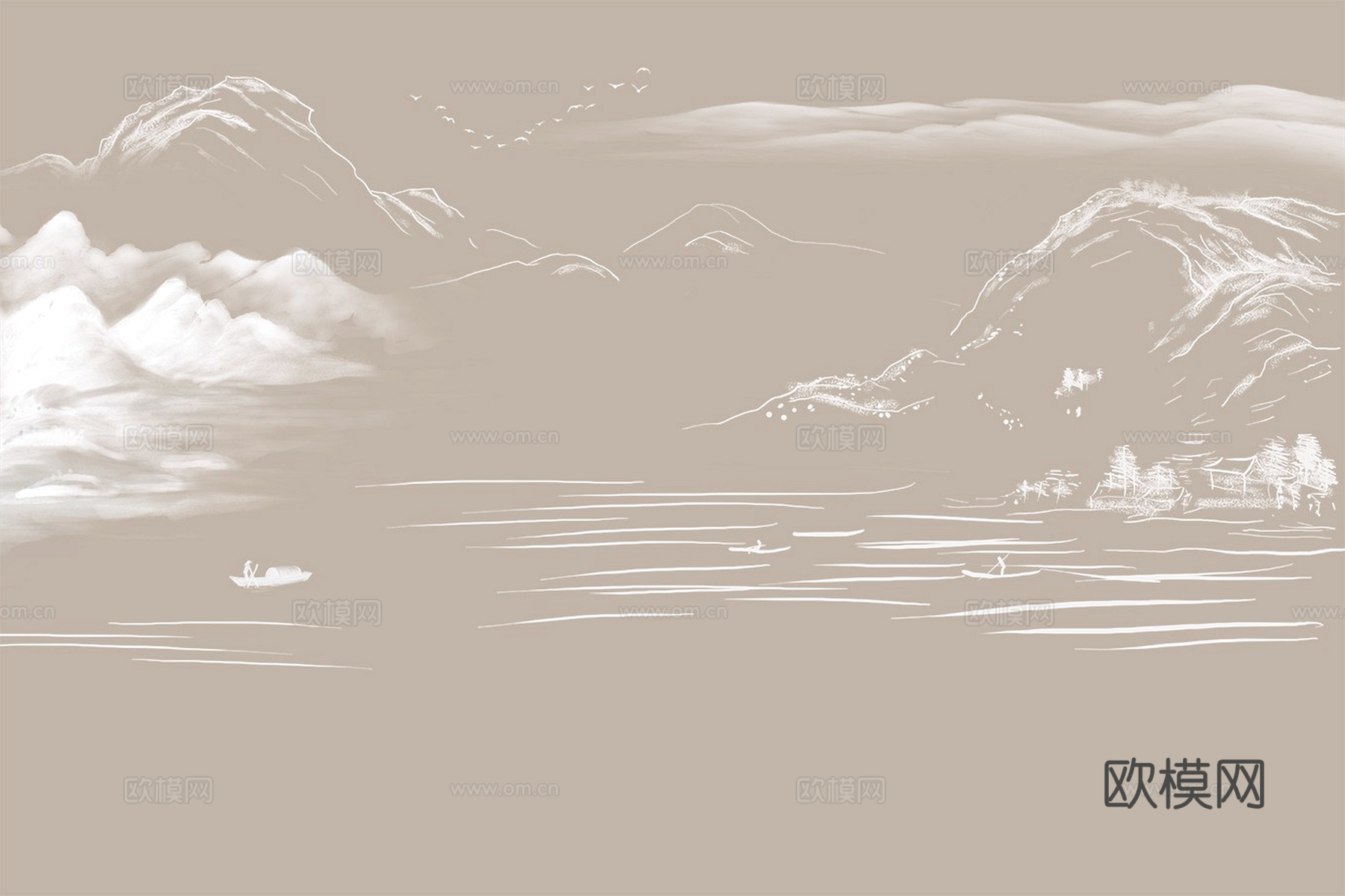 新中式立体壁画 背景墙壁画 山水壁画 墙画 壁纸 墙纸 墙布