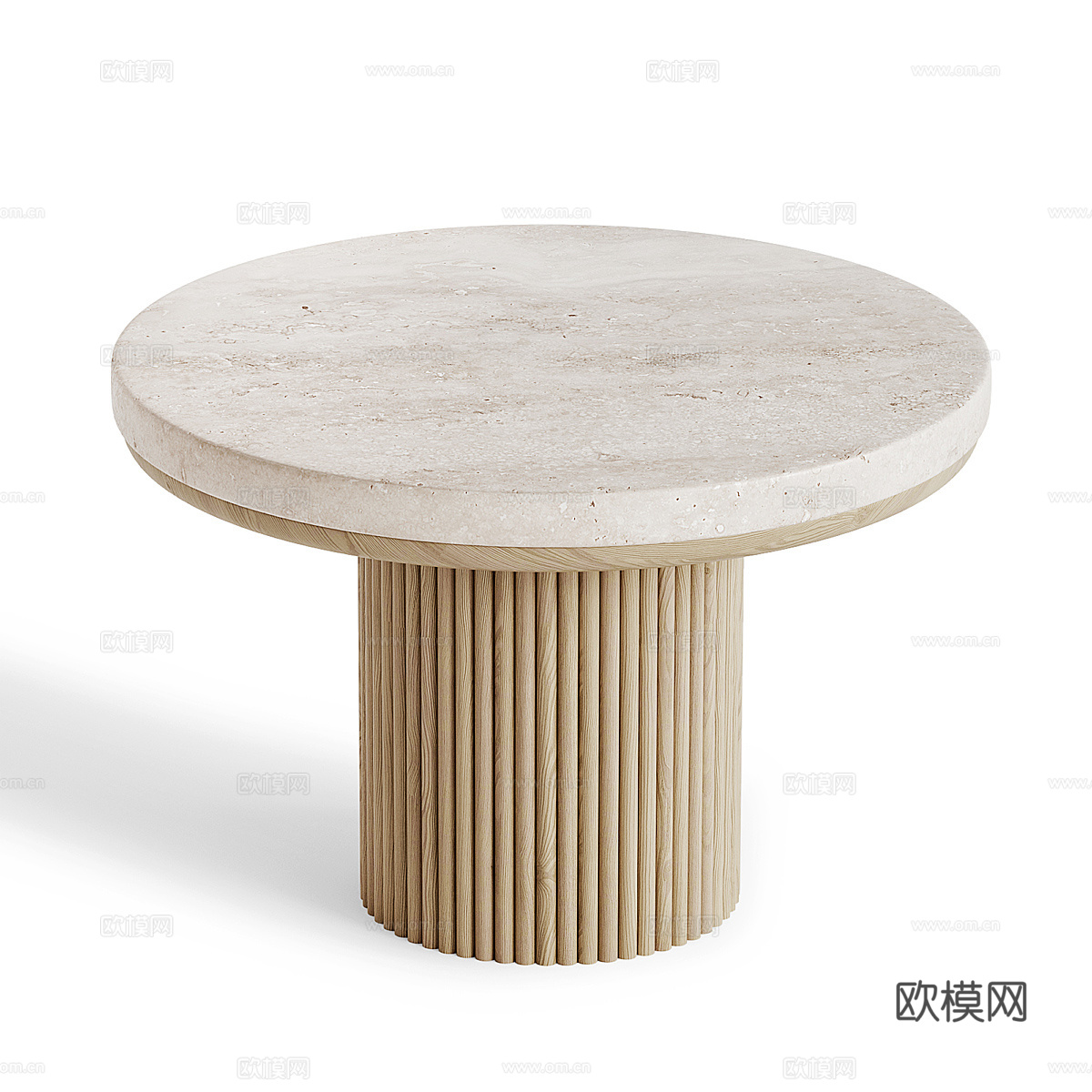 现代意式大理石圆茶几组合3d模型