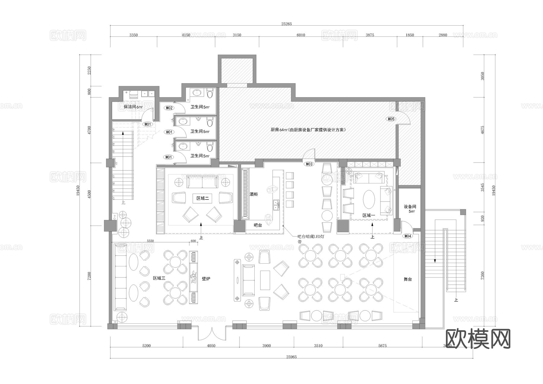 酒馆清吧CAD平面图cad施工图