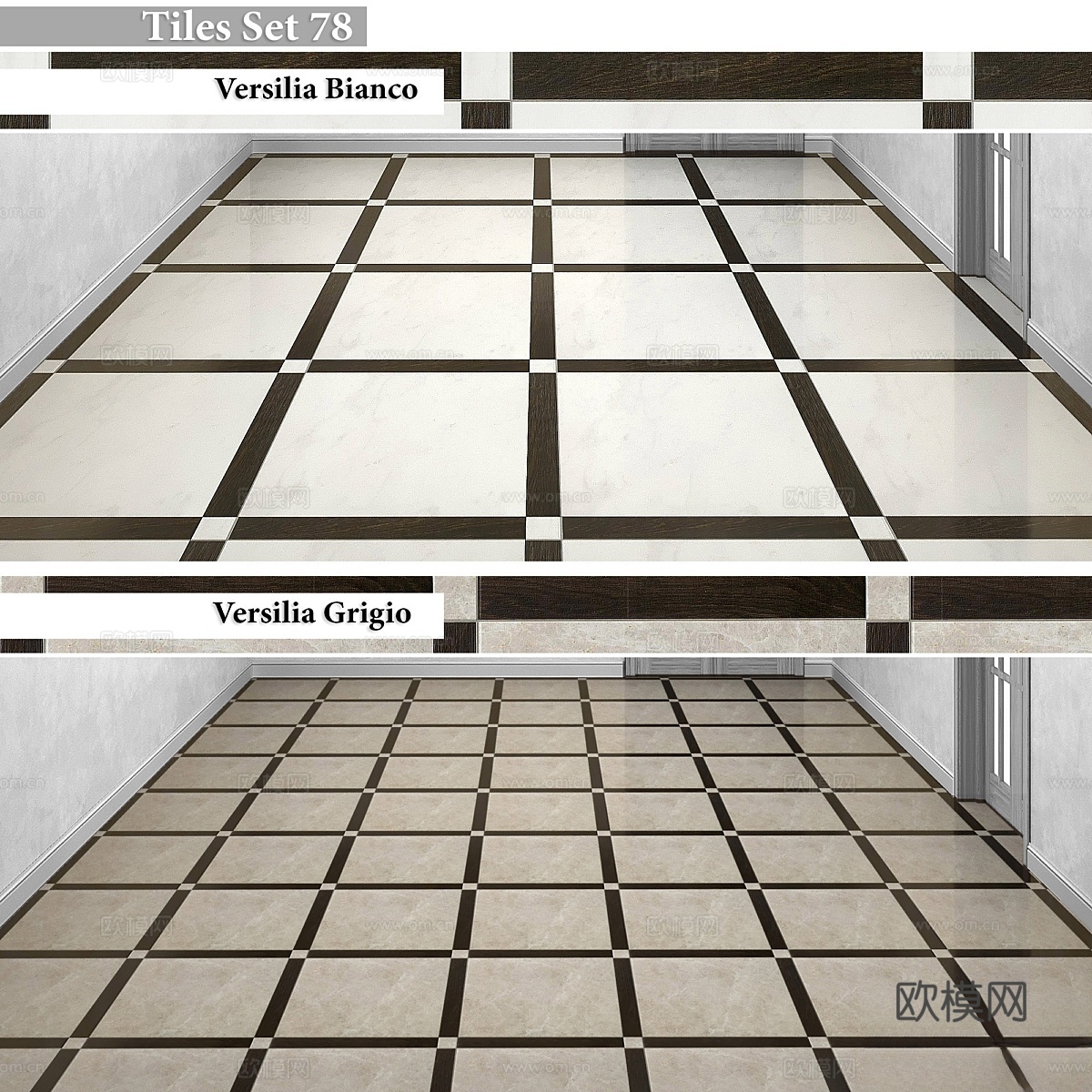 新古典瓷砖套装 方块地砖3d模型下载