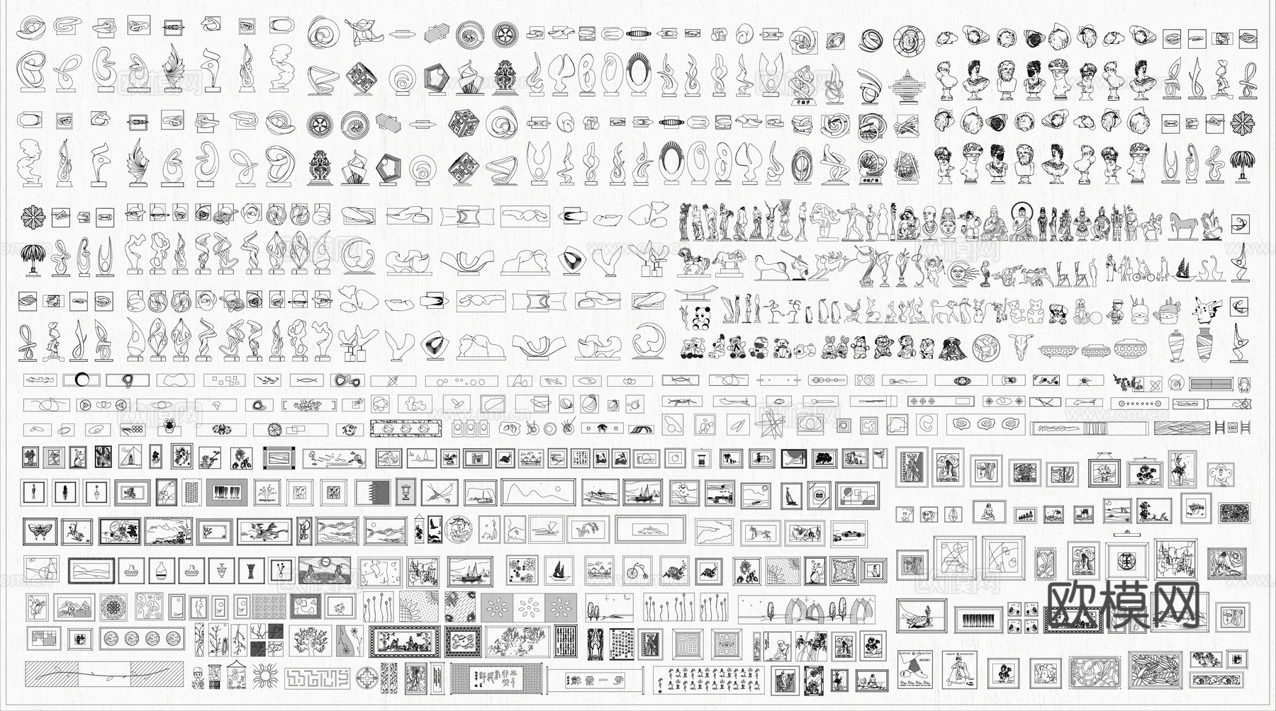 装饰摆件CAD图库cad施工图
