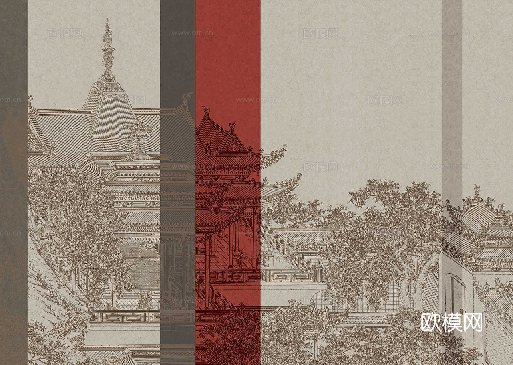 新中式立体壁画 背景墙壁画 山水壁画 墙画 壁纸 墙纸 墙布