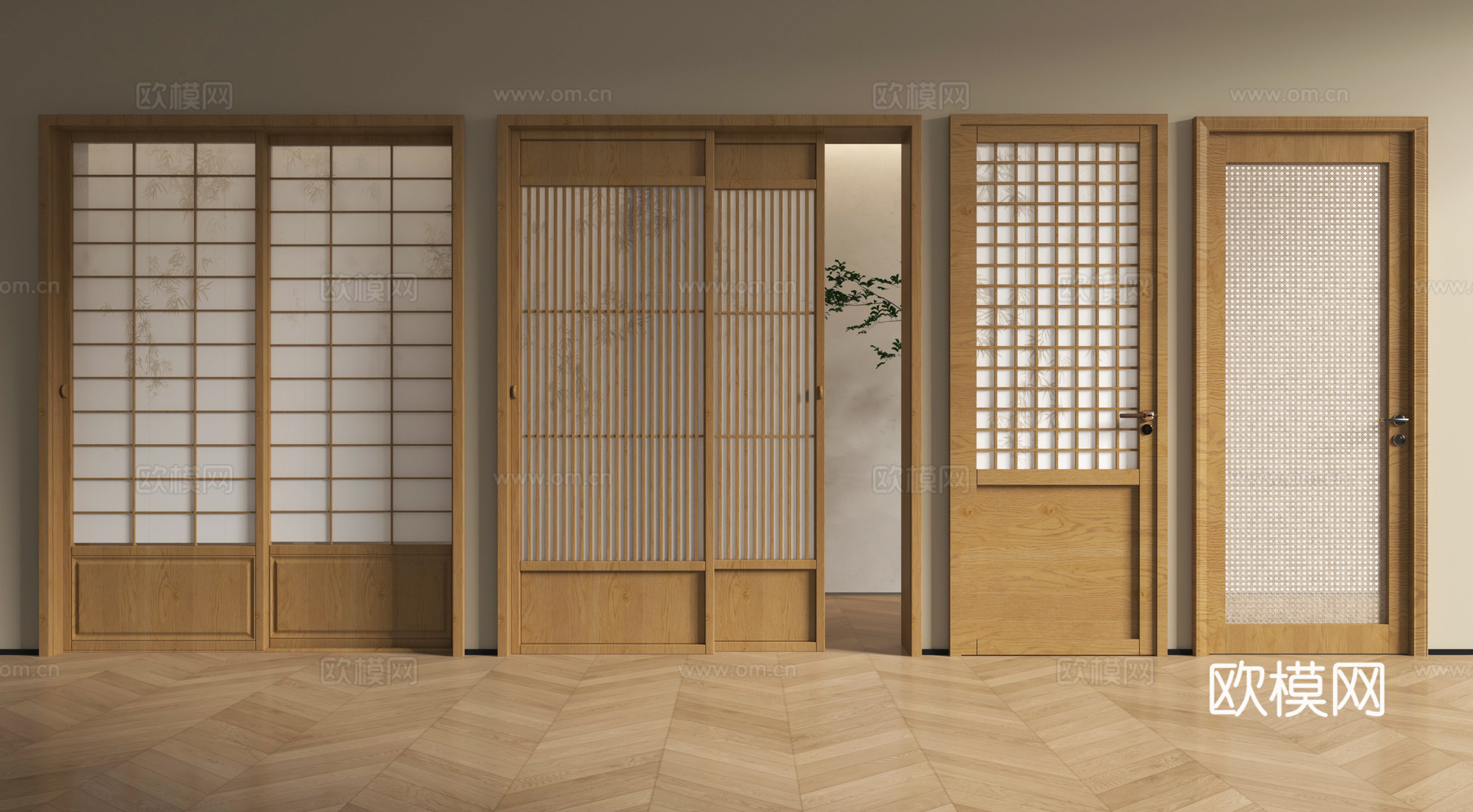 日式推拉门 双开门 单开门 厨卫门3d模型下载