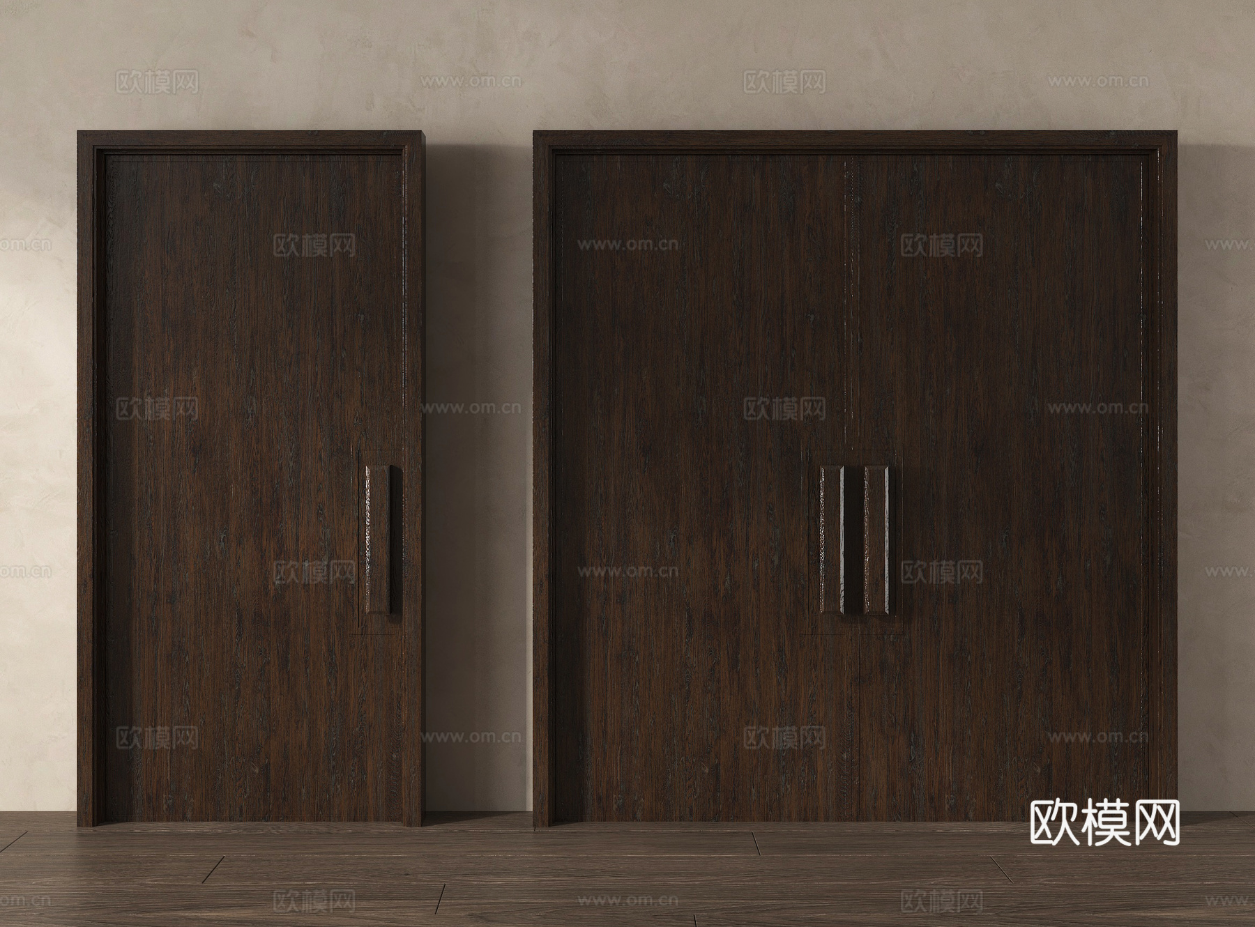 中式复古门 旧木 中式  老木门su模型
