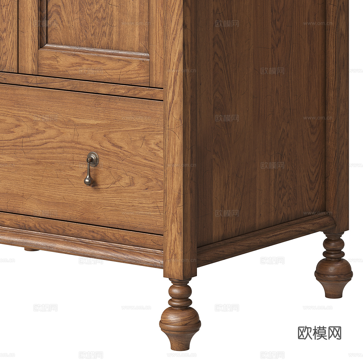 美式古典实木成品衣柜3d模型下载（渲染图5）