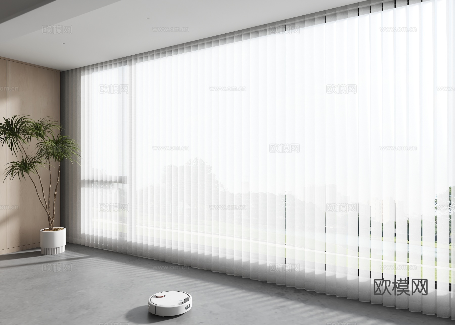 现代窗帘 梦幻卷帘 百叶帘 奶油风窗帘su模型