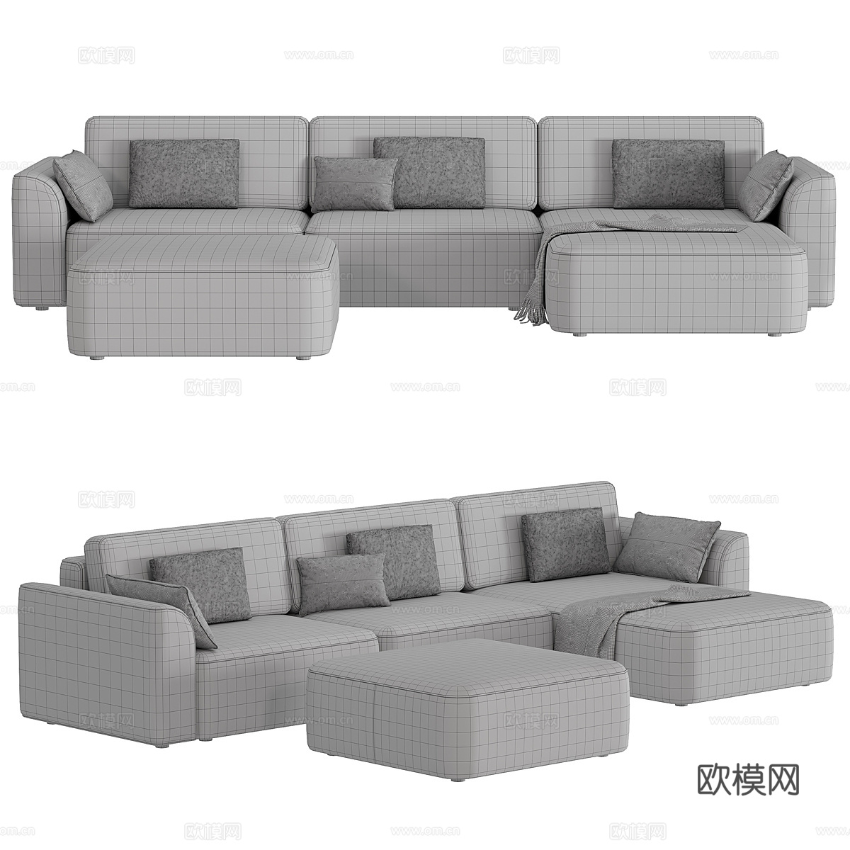 现代意式 Space 布艺组合休闲沙发3d模型下载（渲染图4）