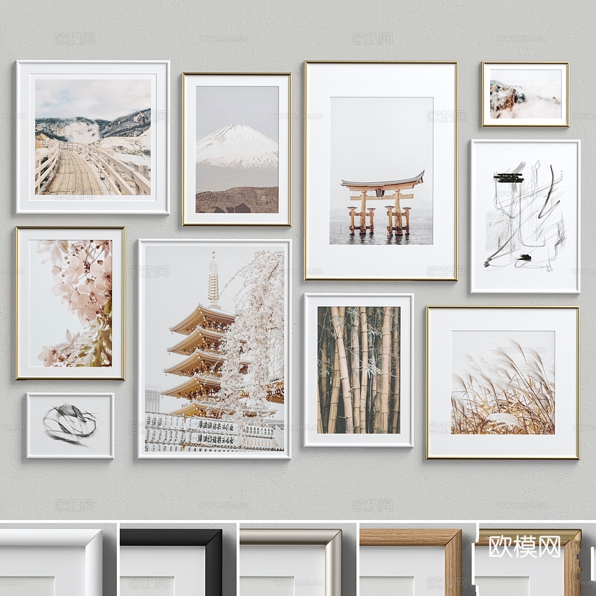 墙面艺术套装-15 照片墙3d模型下载