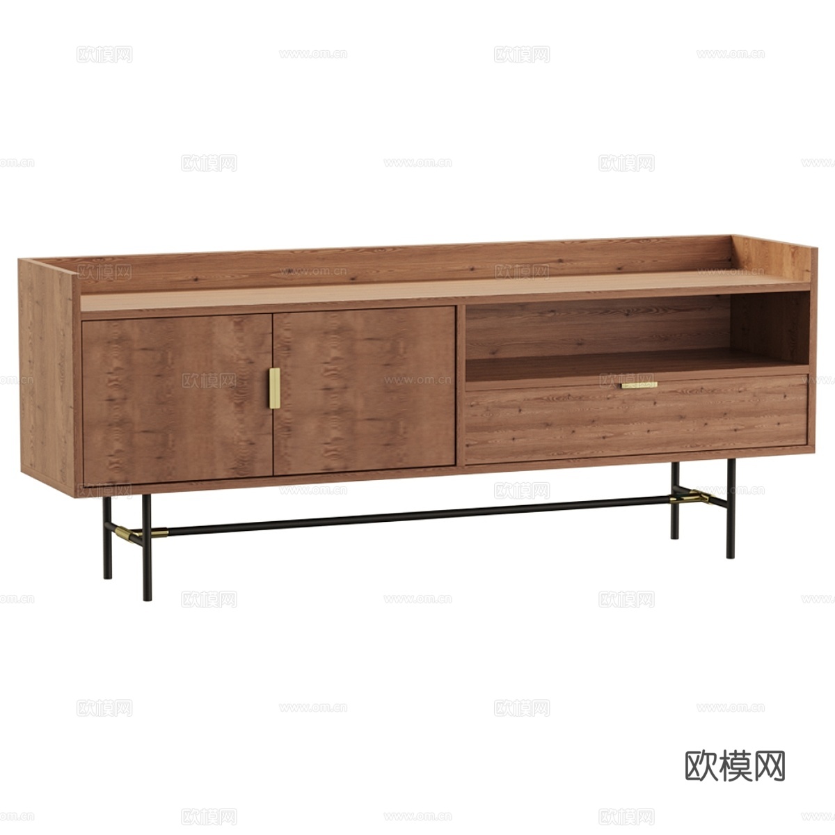 分隔式电视柜 原木电视柜3d模型下载