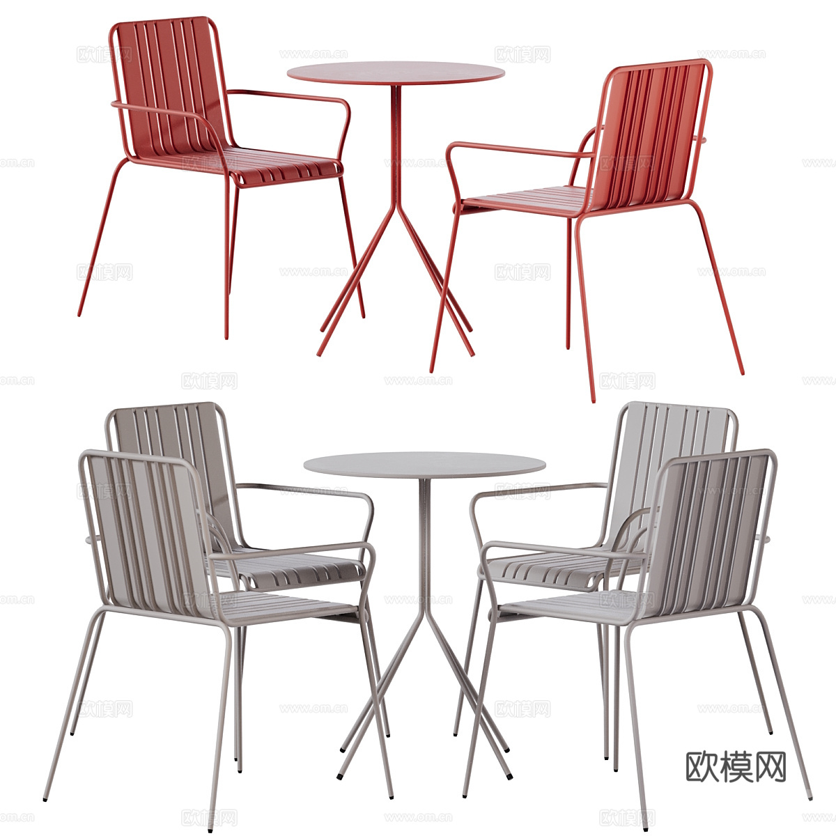 现代户外不锈钢休闲桌椅3d模型下载（渲染图4）