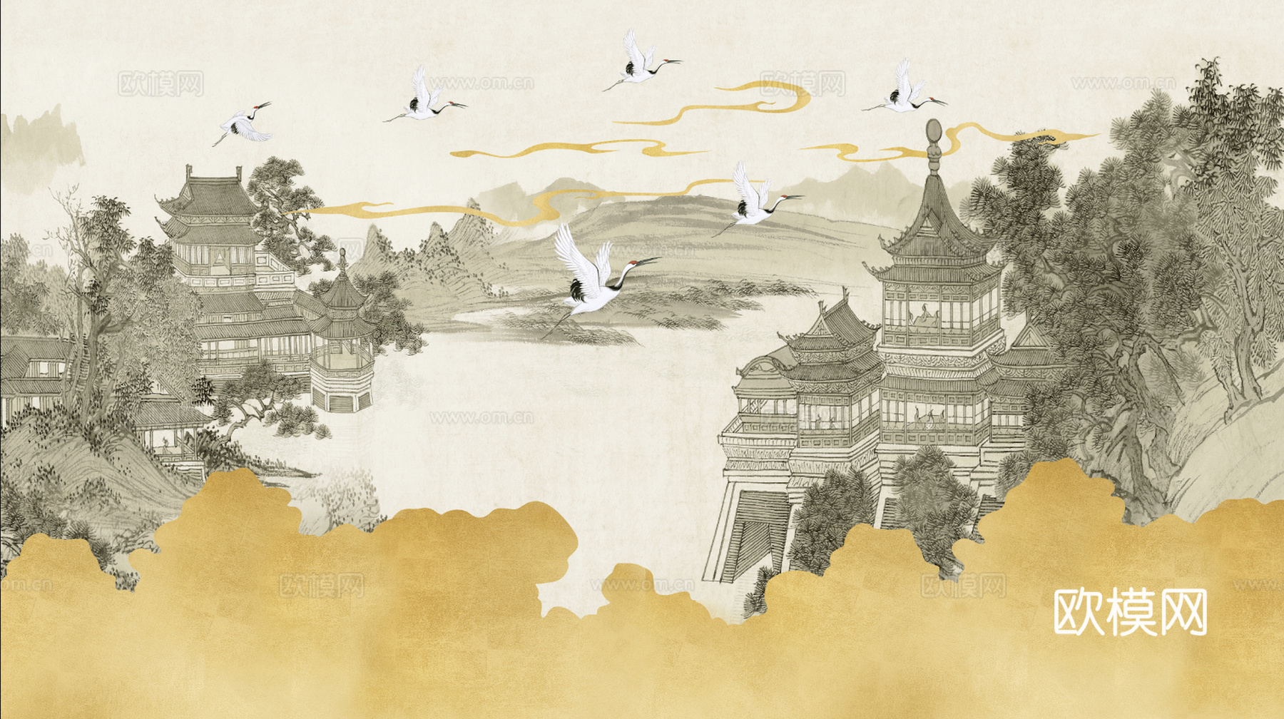 新中式立体壁画 背景墙壁画 山水壁画 墙画 壁纸 墙纸 墙布下载