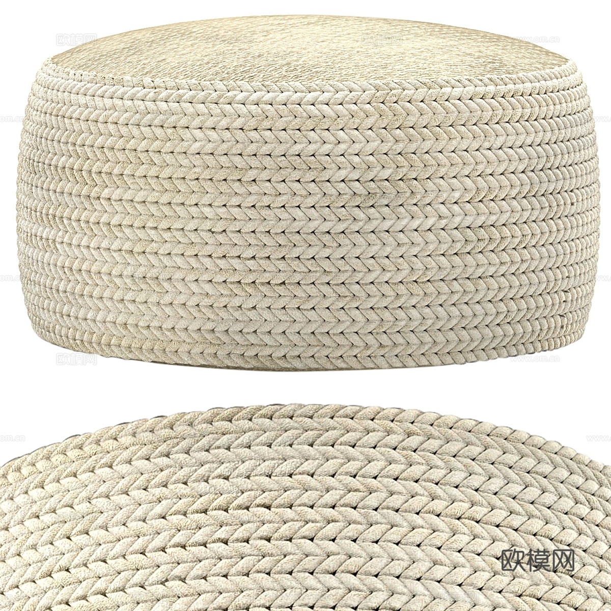 pouf Hira Natural Ivory Ottoma3d模型下载