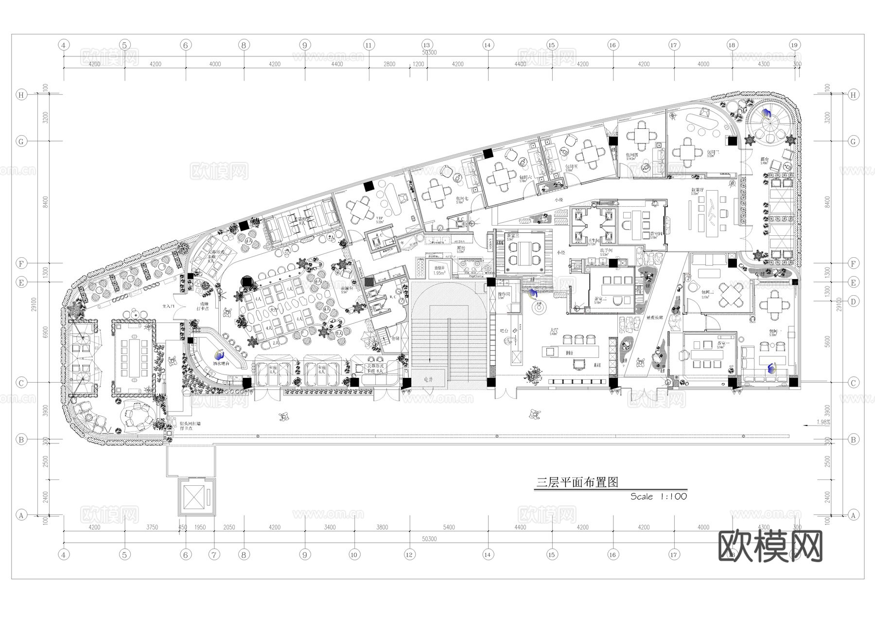 酒馆清吧CAD平面图cad施工图