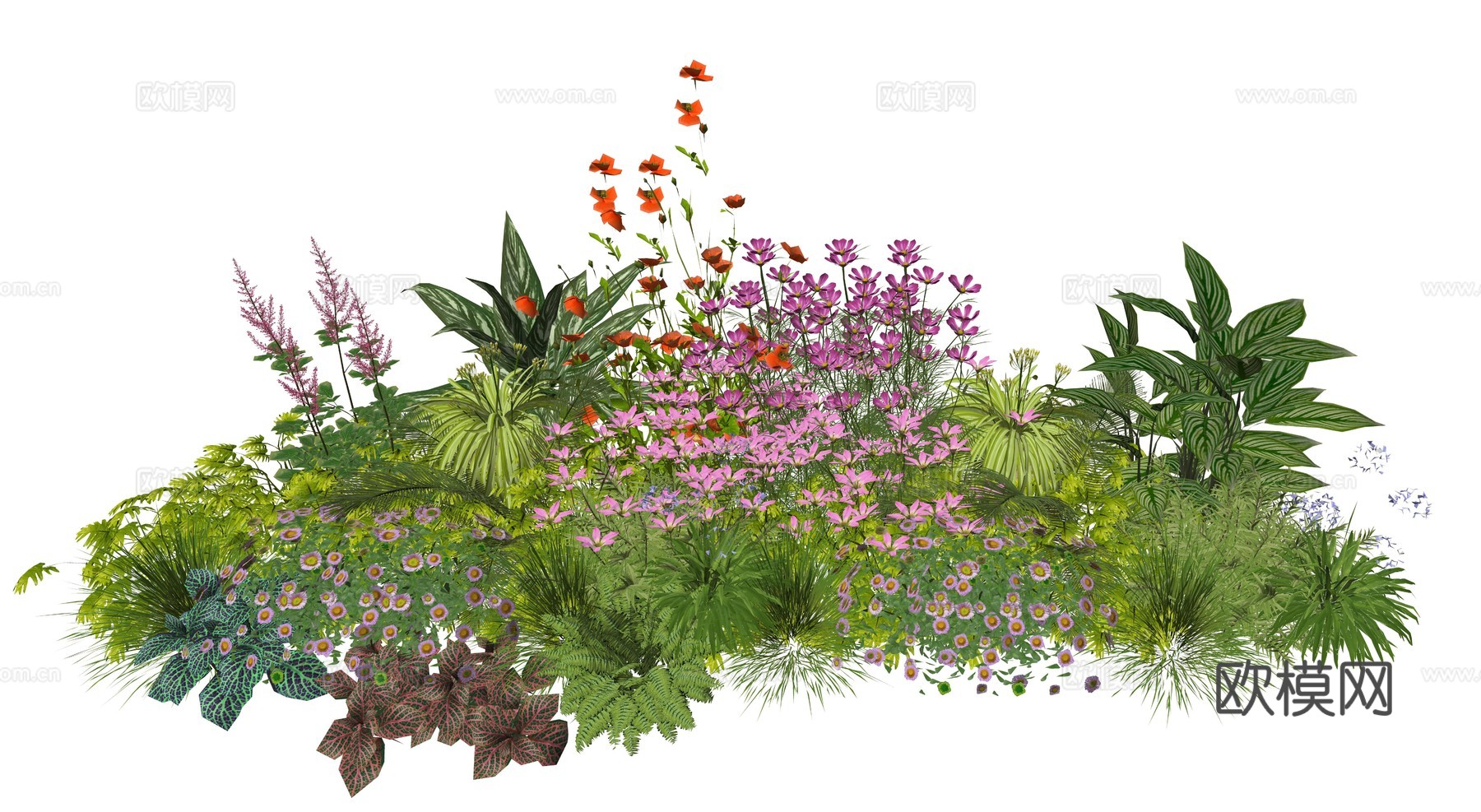 现代庭院植物堆景观组合su模型