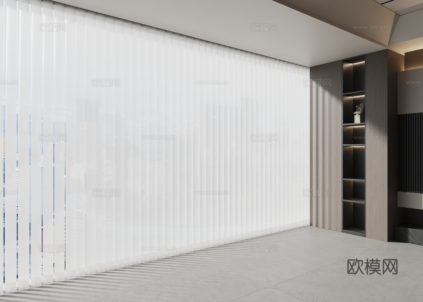 现代窗帘 梦幻卷帘 百叶帘 奶油风窗帘su模型