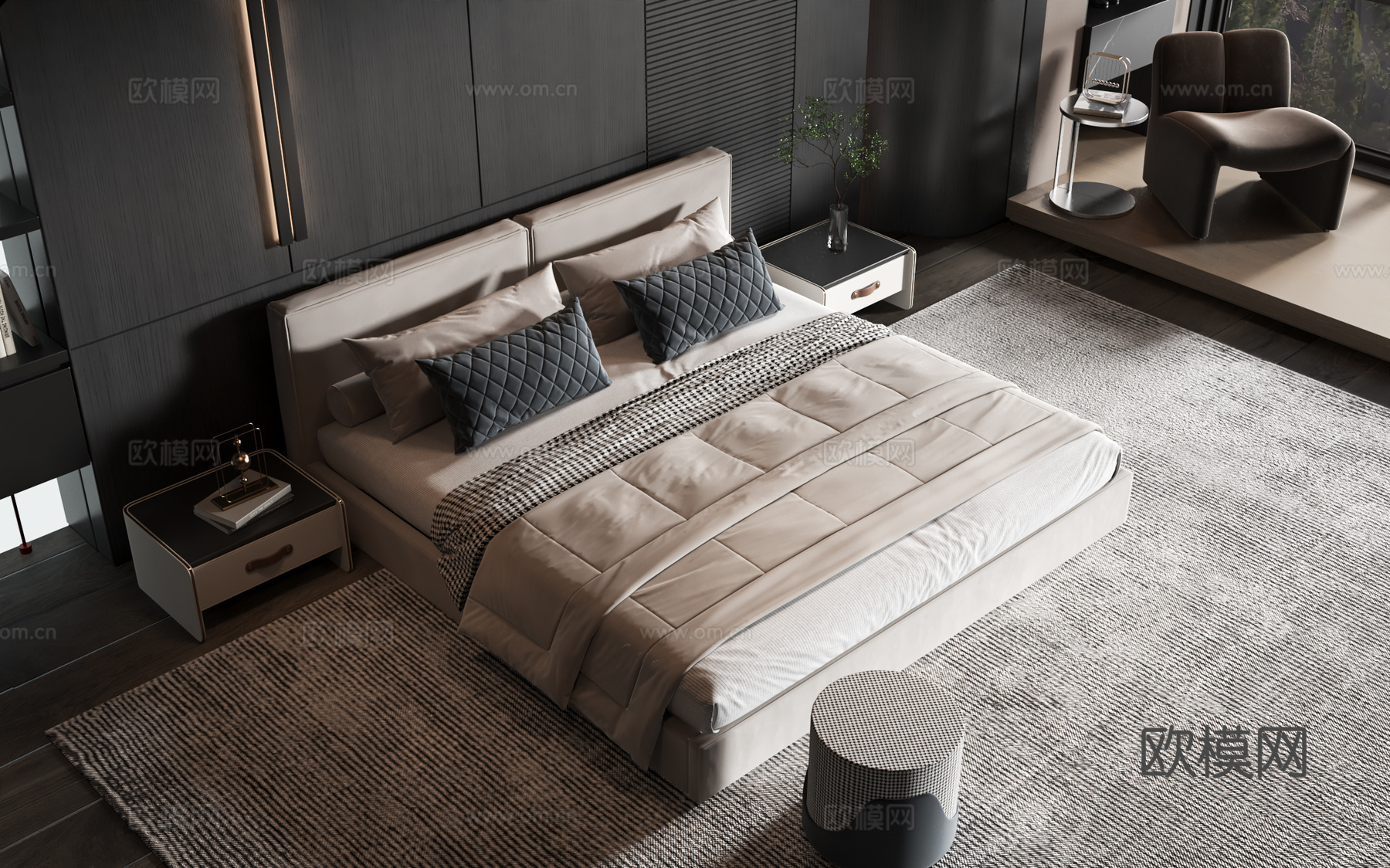 现代风格商品床3d模型下载