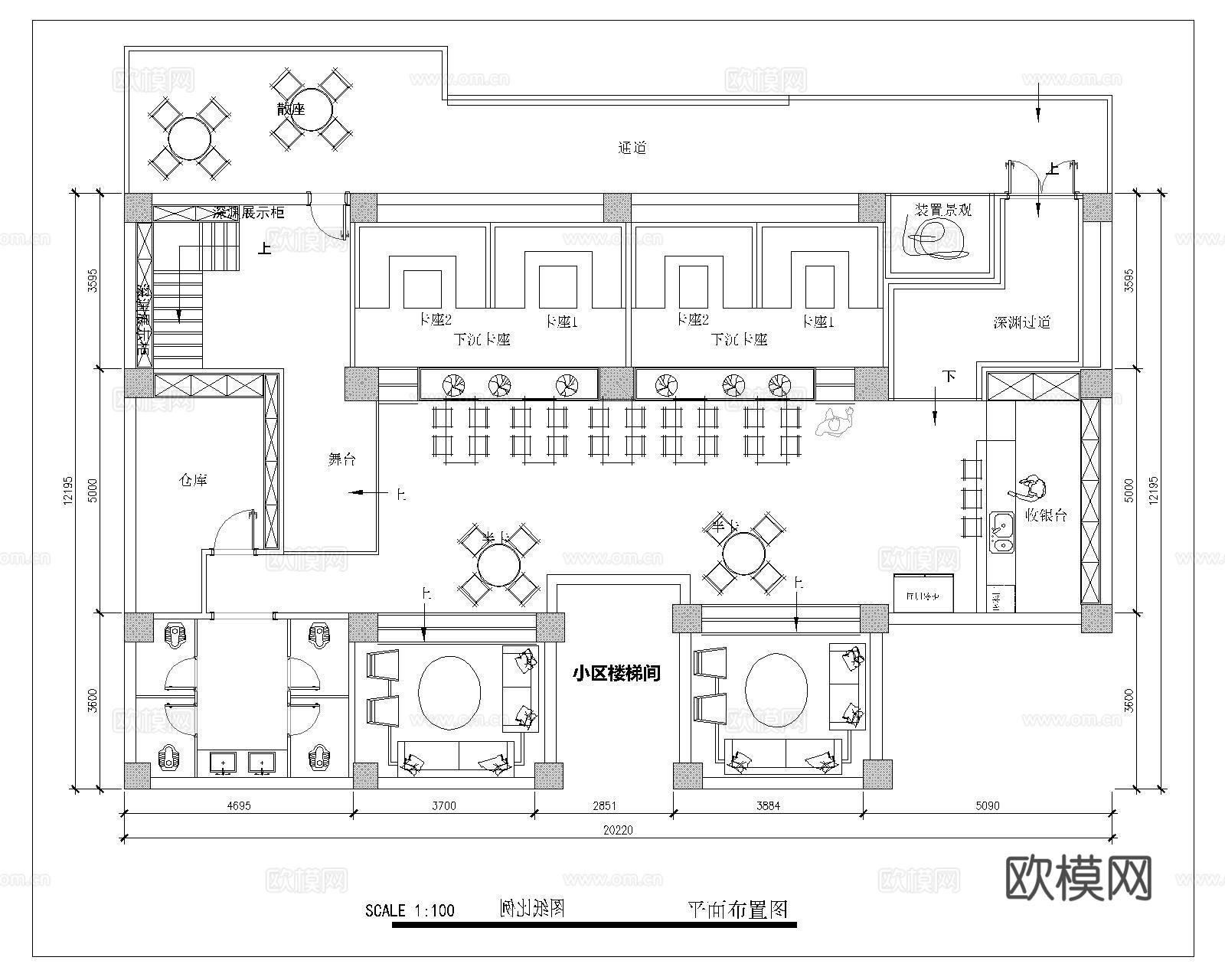 酒馆清吧CAD平面图cad施工图
