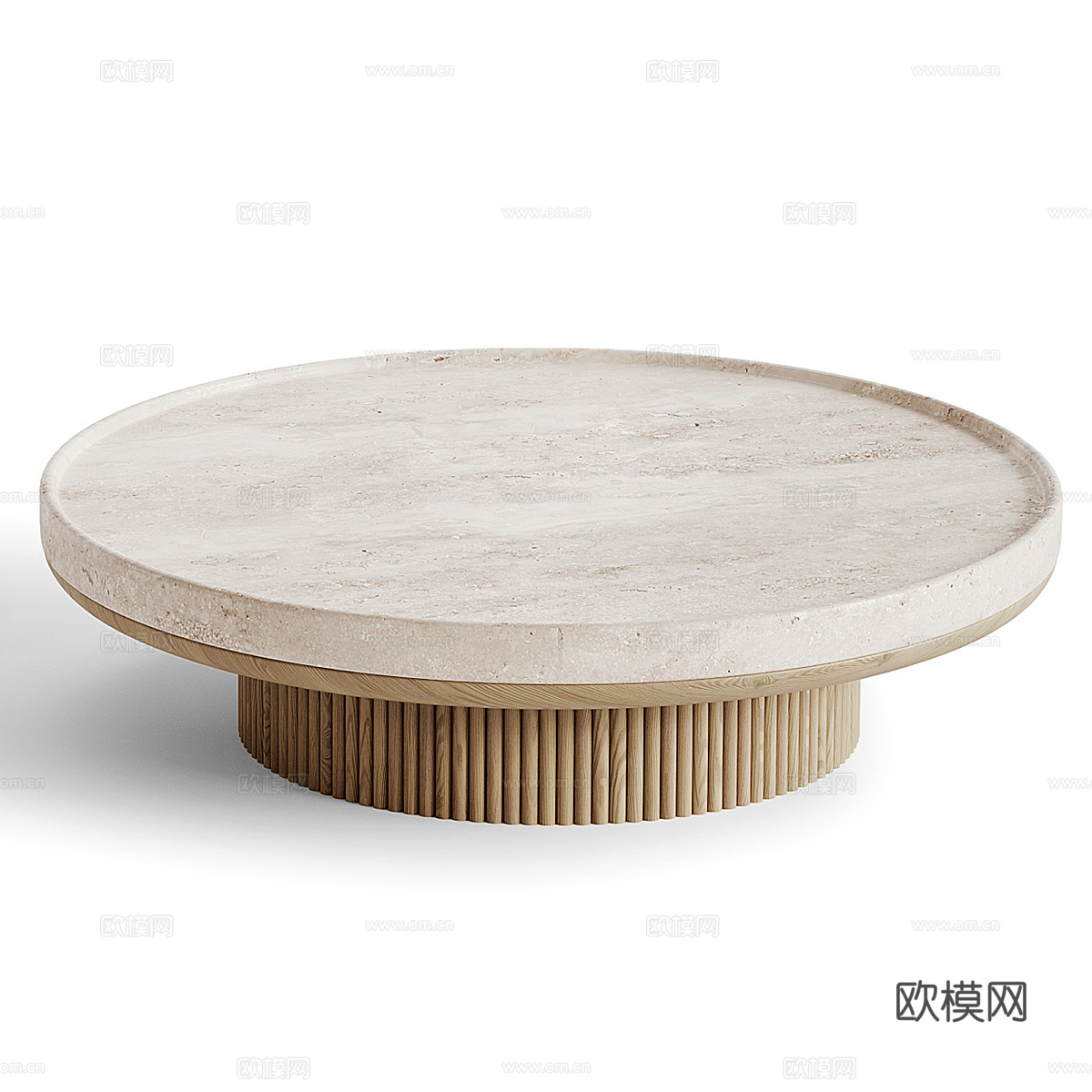 现代意式大理石圆茶几组合3d模型