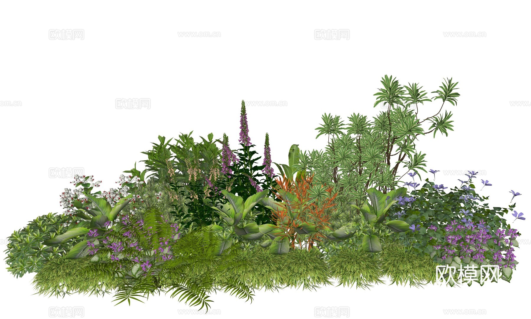 现代庭院植物堆景观组合su模型