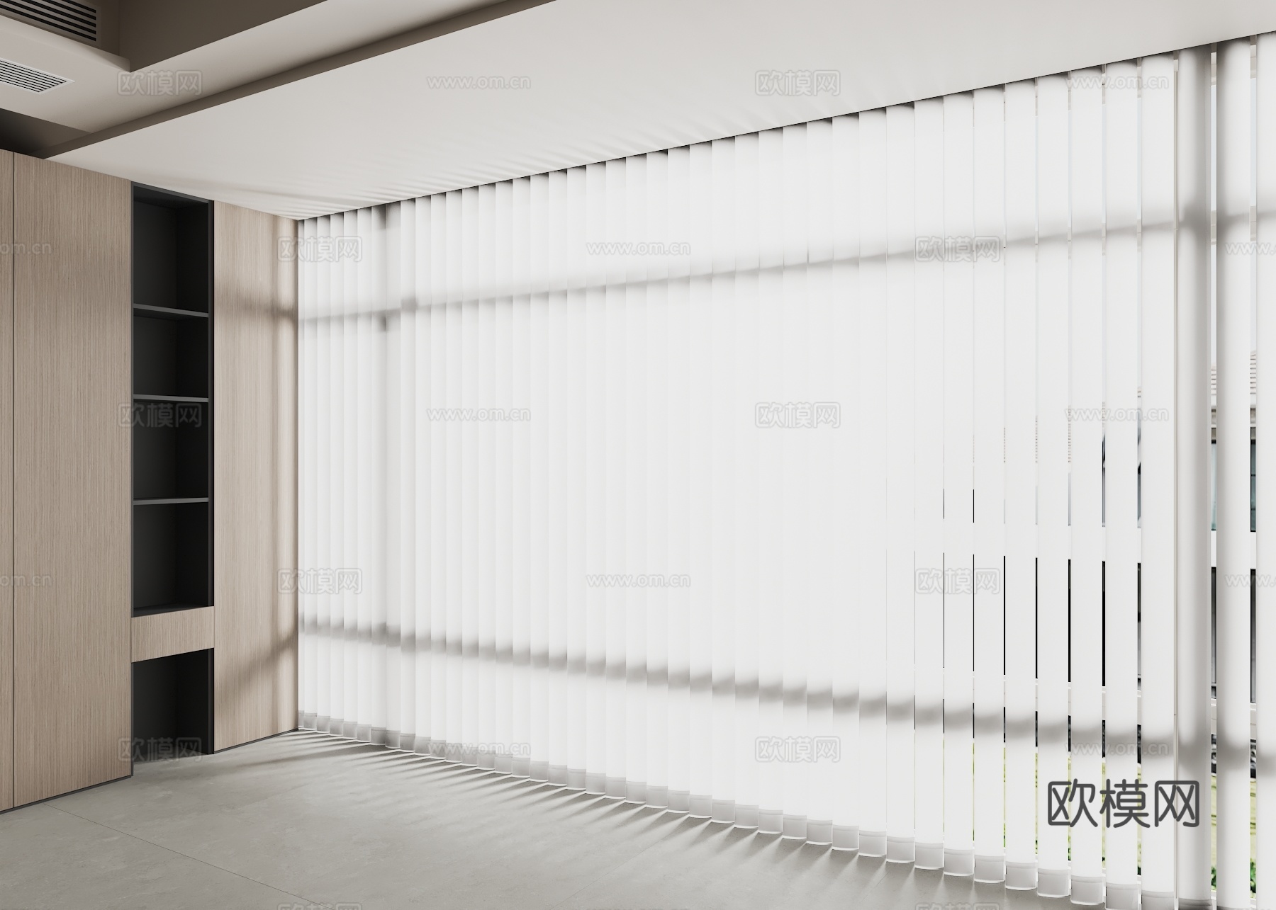 现代窗帘 梦幻卷帘 百叶帘 奶油风窗帘su模型