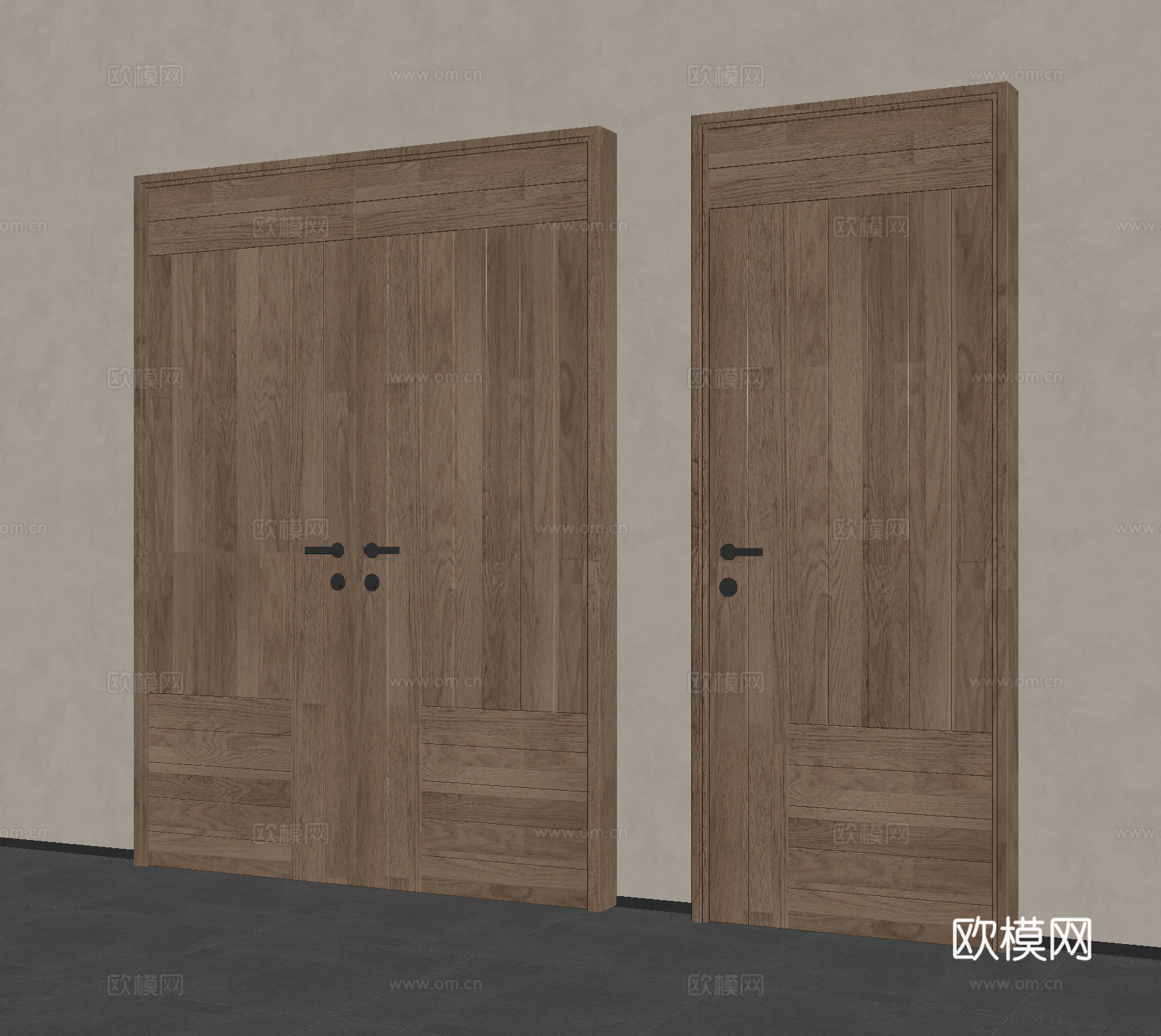 中式复古门 旧木 中式  老木门su模型