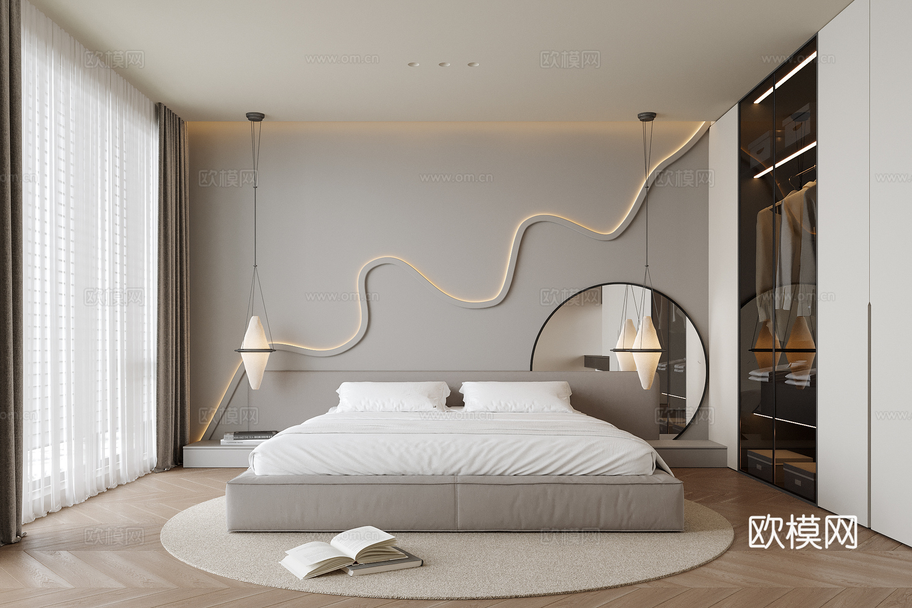 现代卧室su模型