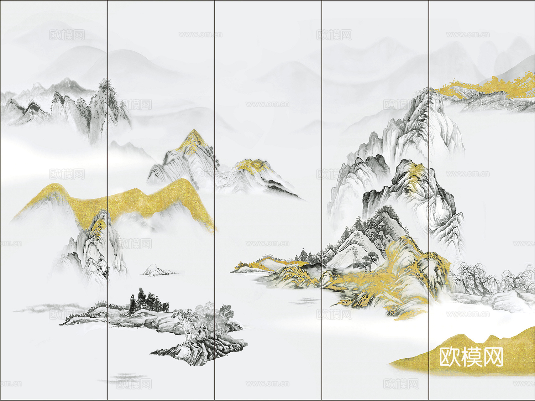 新中式立体壁画 背景墙壁画 山水壁画 墙画 壁纸 墙纸 墙布