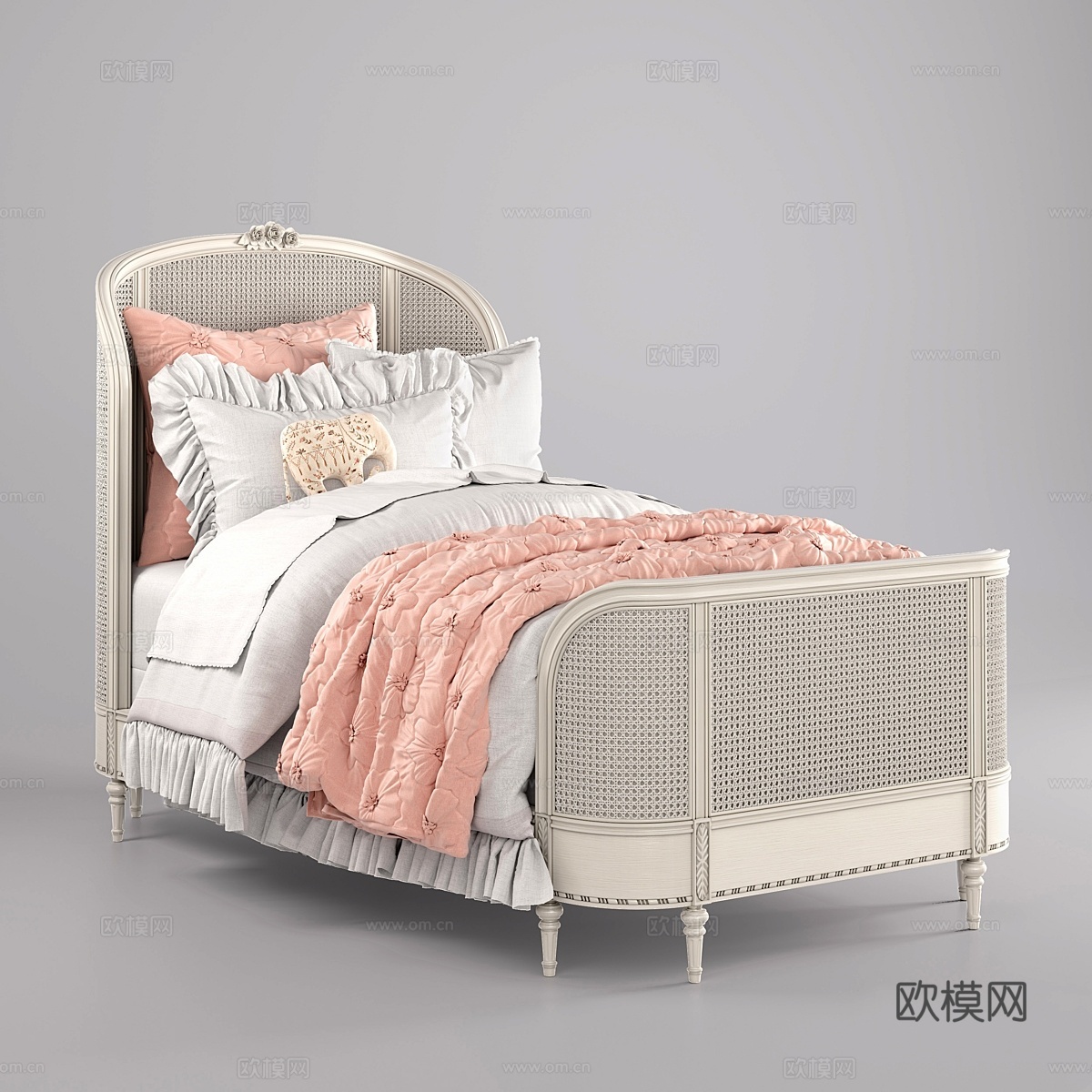 AVELINE藤编板条床，Restoration Hardw3d模型下载