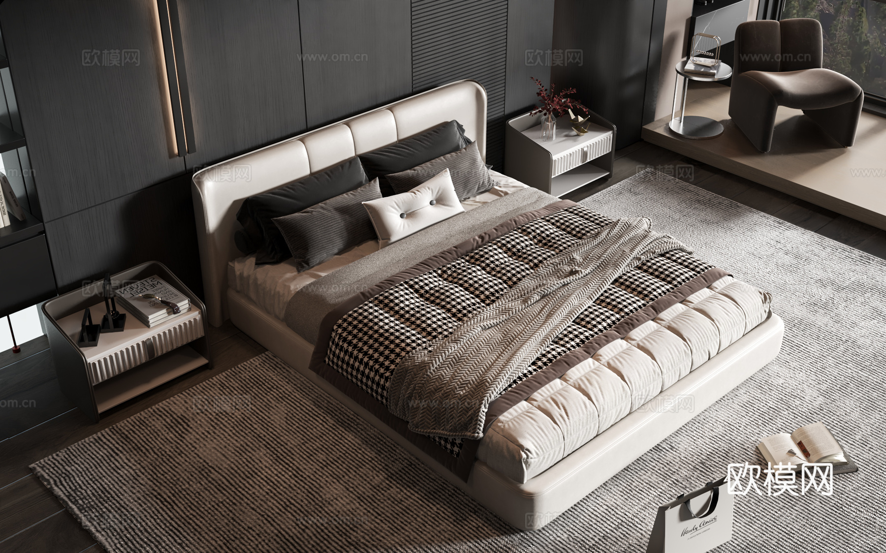 现代风格商品床3d模型下载