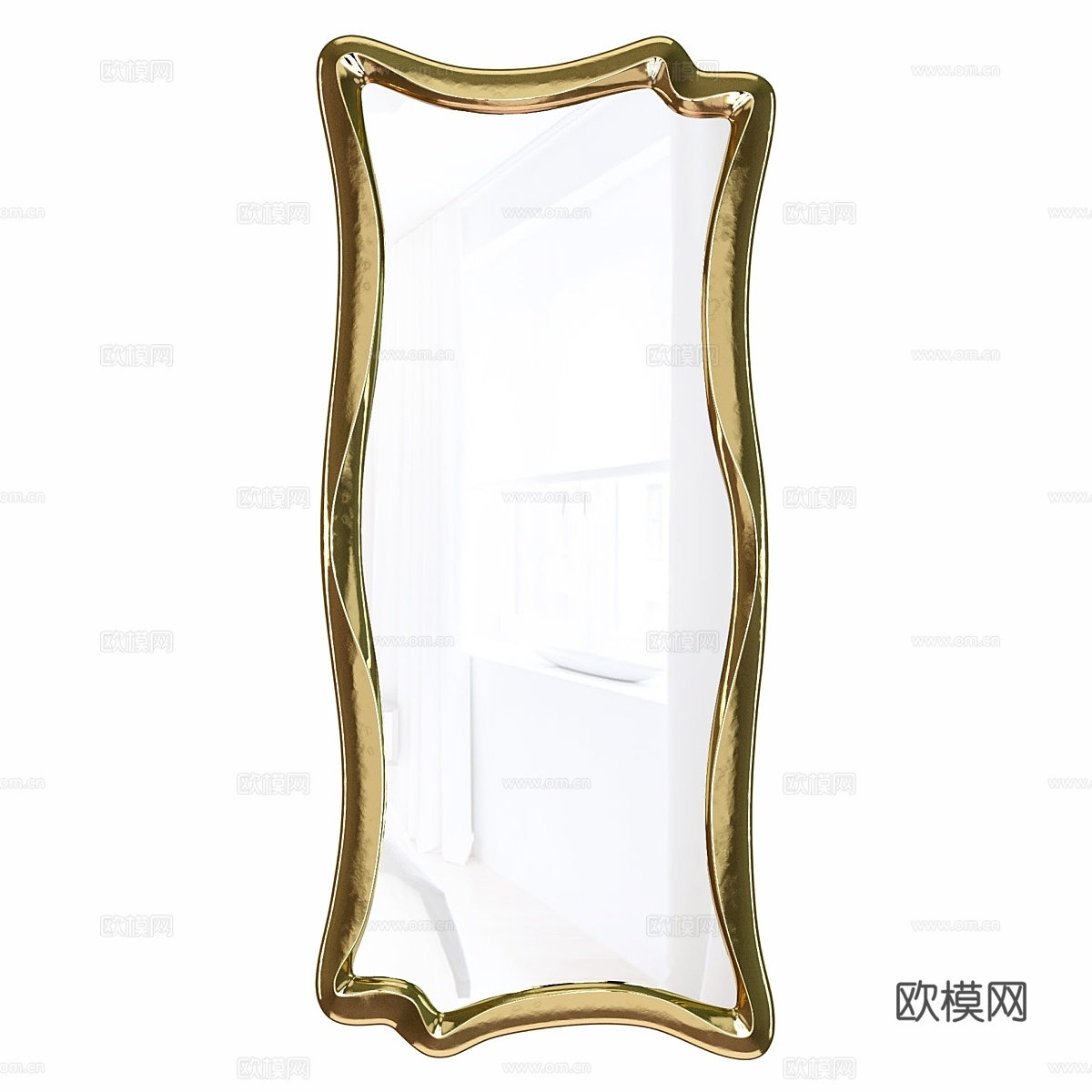 花纹镜框墙面镜 Marne 古董金异形挂镜3d模型下载