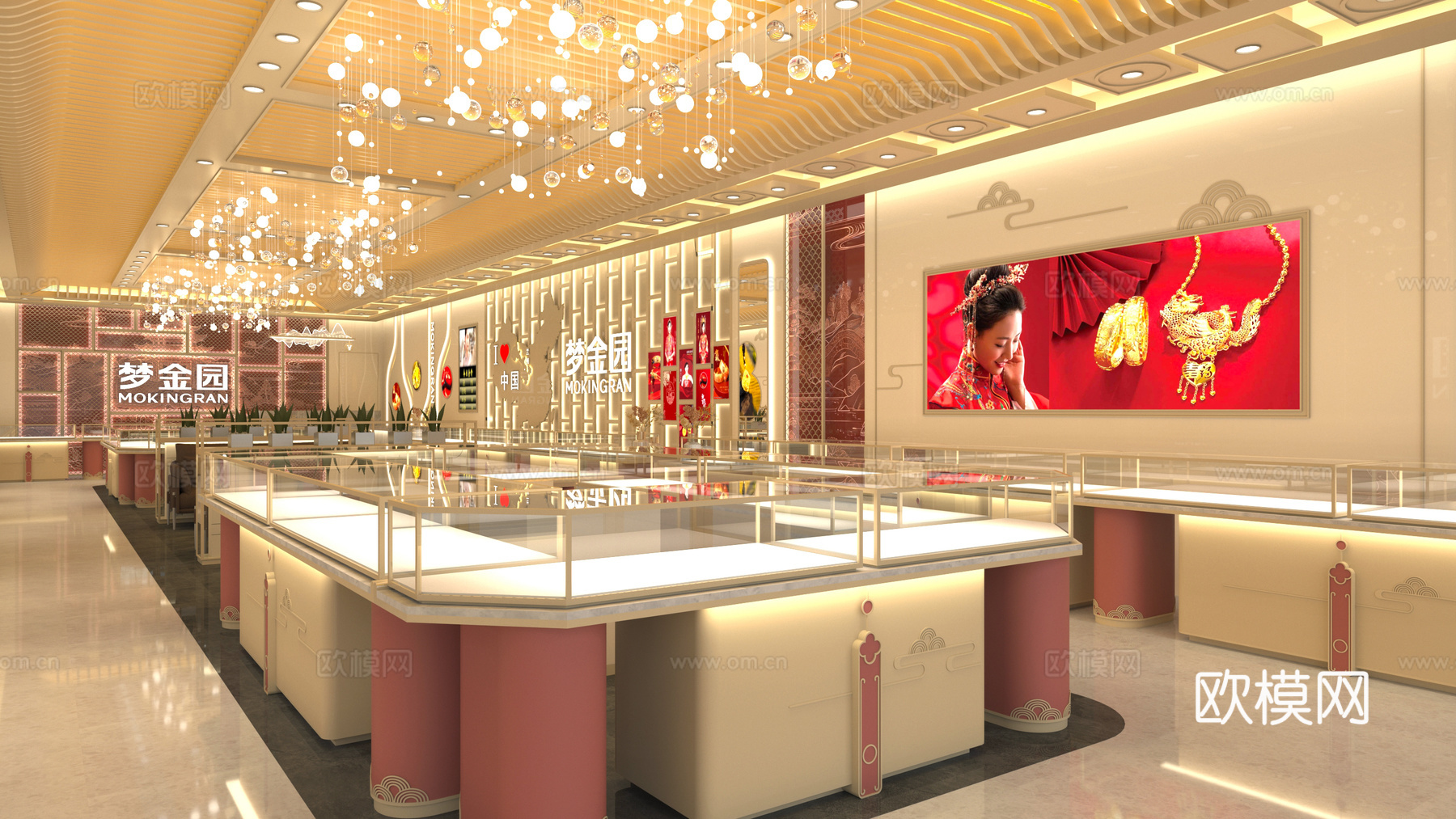 龙凤珠宝 珠宝店3d模型下载（渲染图3）