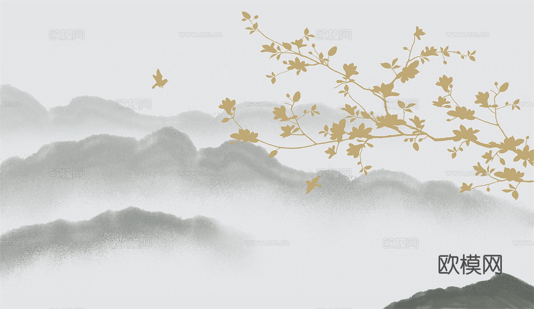 新中式立体壁画 背景墙壁画 山水壁画 墙画 壁纸 墙纸 墙布