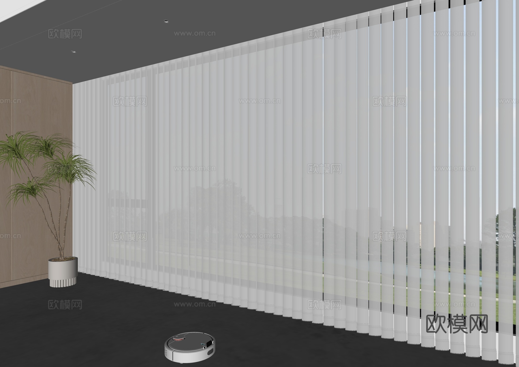 现代窗帘 梦幻卷帘 百叶帘 奶油风窗帘su模型