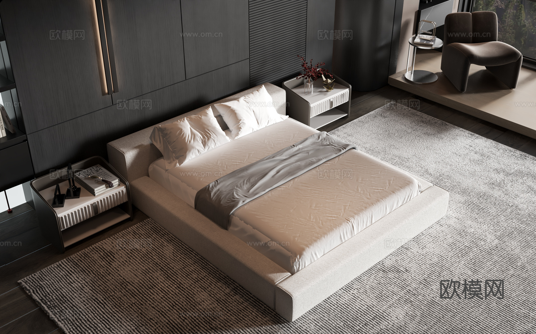 现代风格商品床3d模型下载