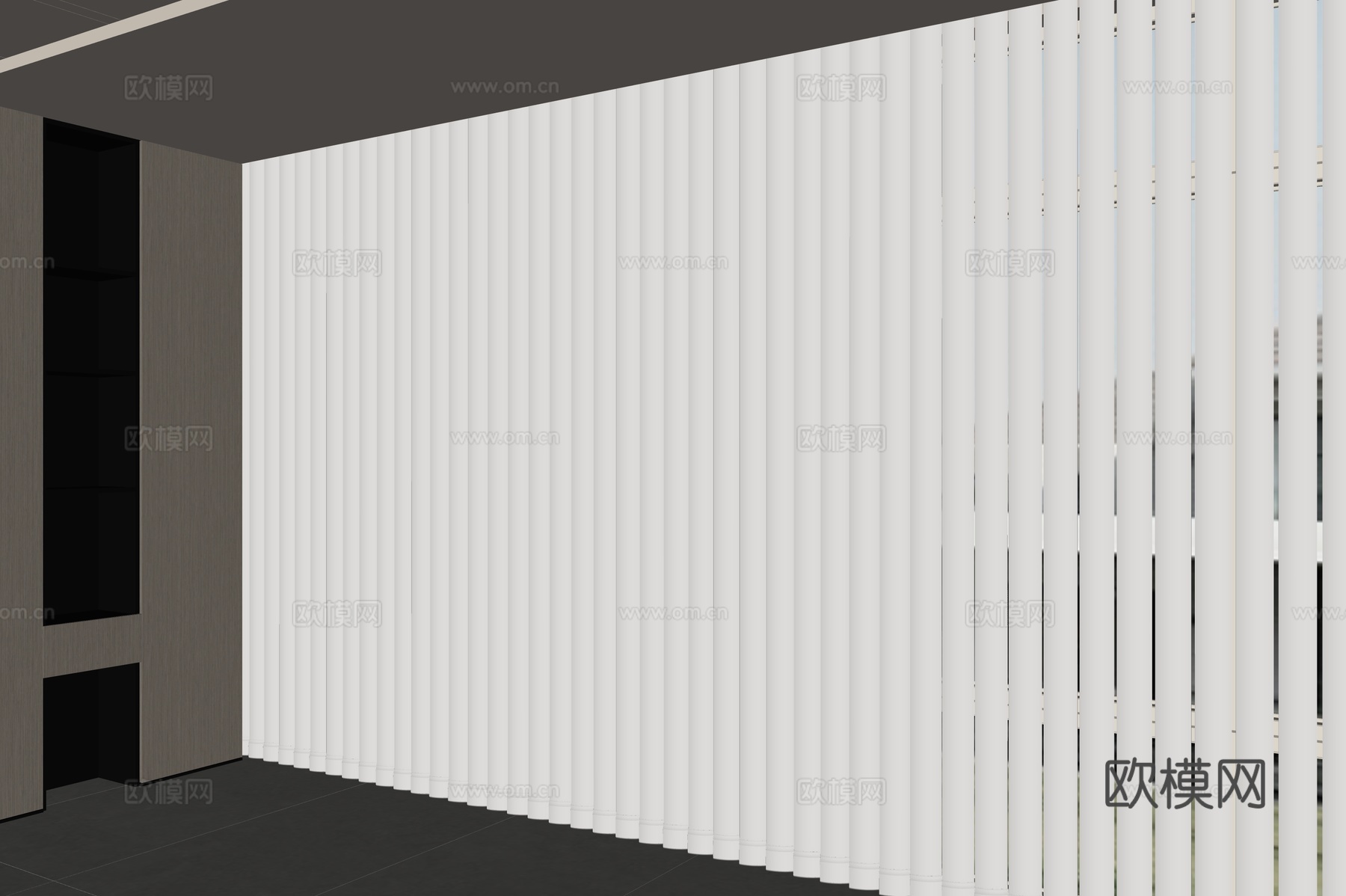 现代窗帘 梦幻卷帘 百叶帘 奶油风窗帘su模型