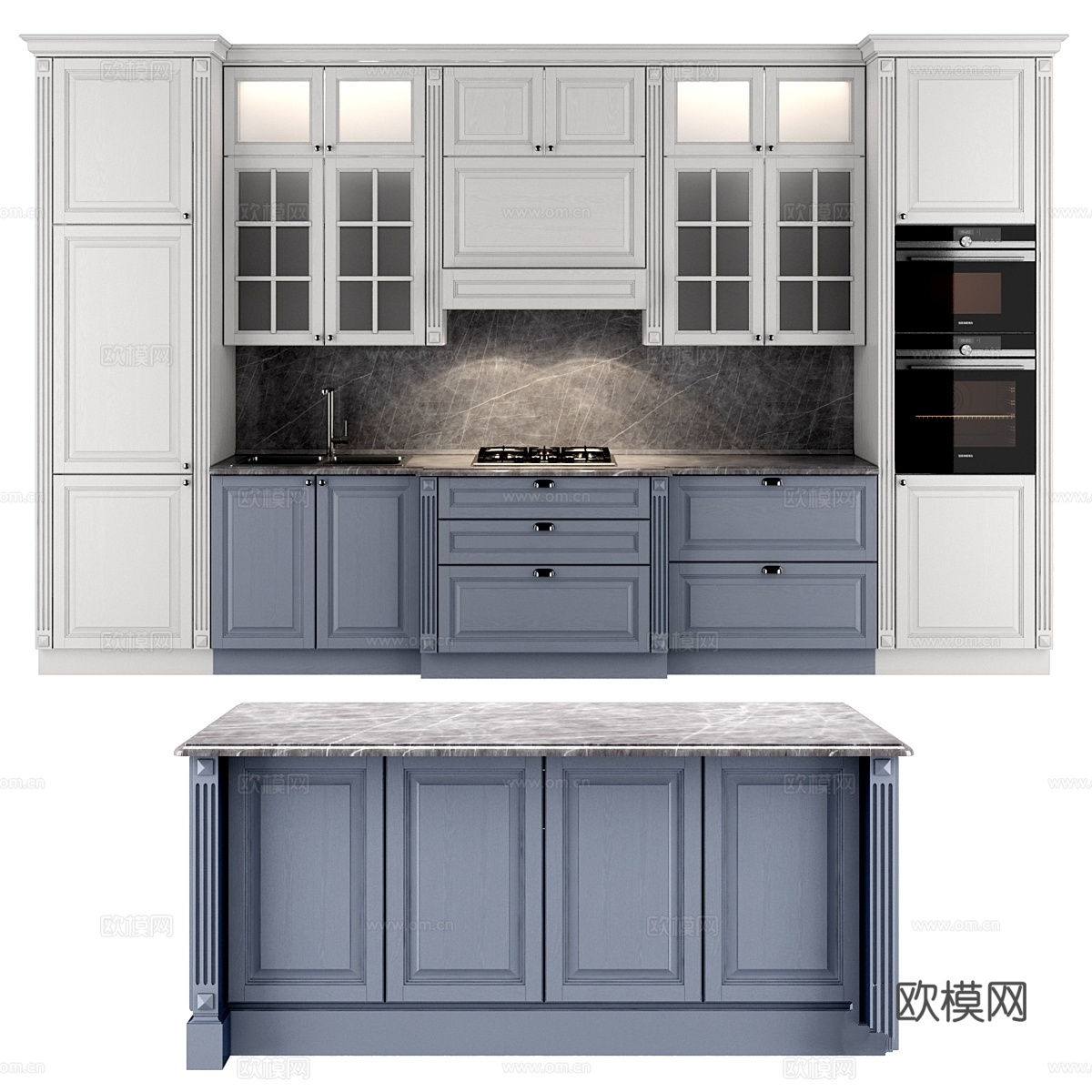 现代厨房3d模型下载