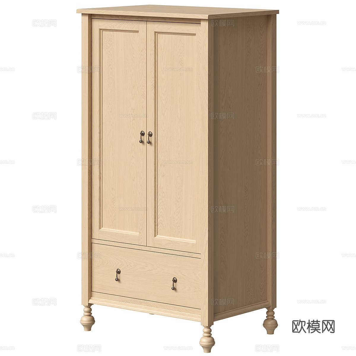 美式古典实木成品衣柜3d模型下载（渲染图2）