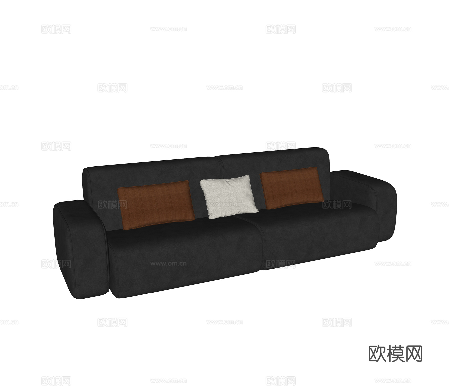 复古双人沙发 皮革沙发 黑色沙发su模型