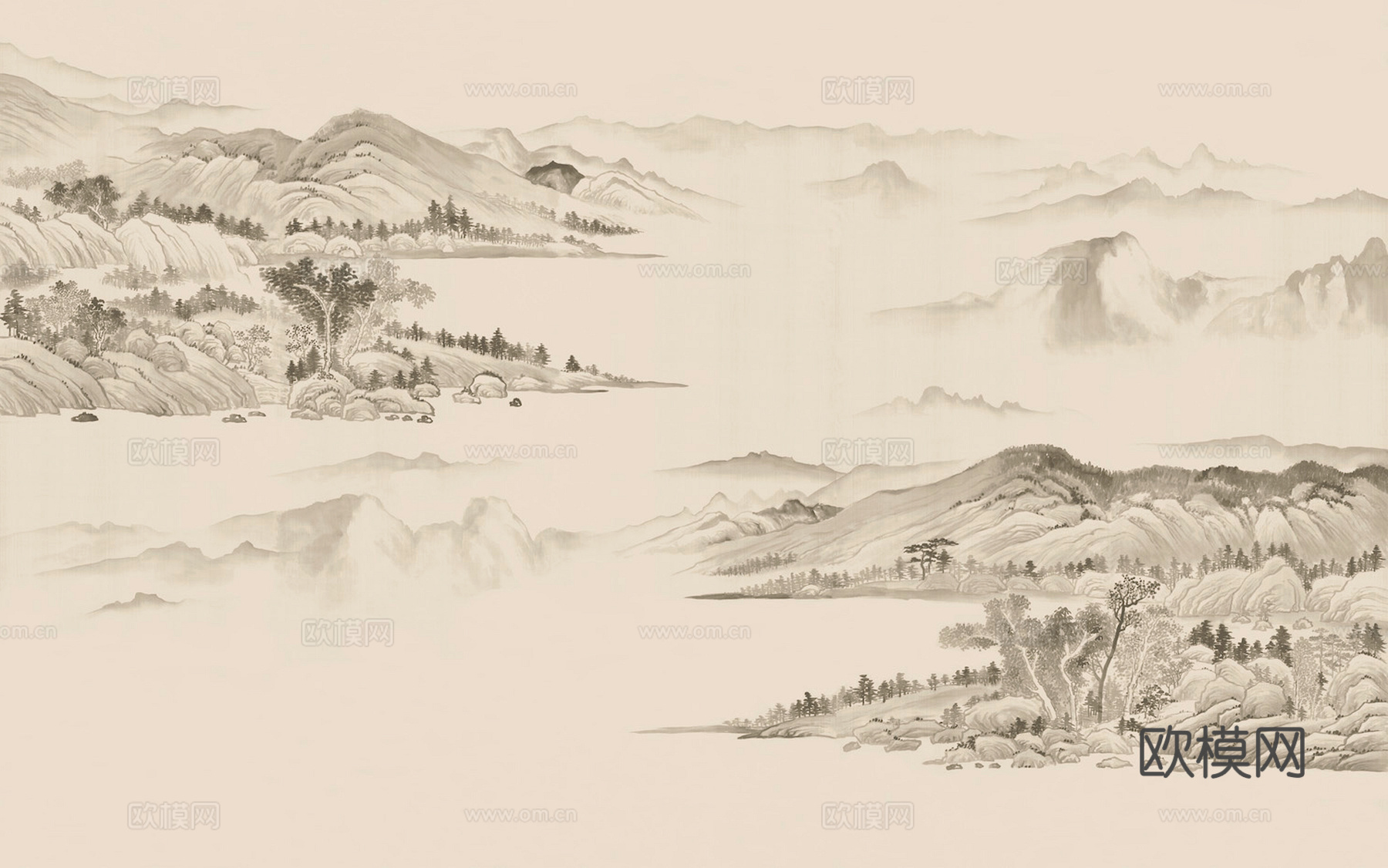 新中式立体壁画 背景墙壁画 山水壁画 墙画 壁纸 墙纸 墙布