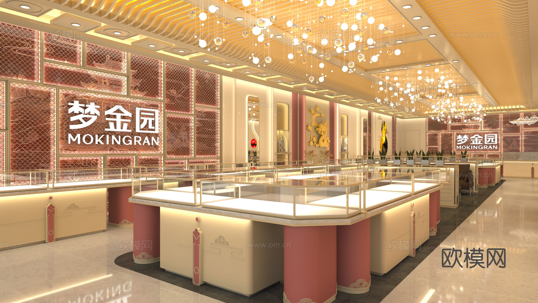 龙凤珠宝 珠宝店3d模型下载（渲染图2）