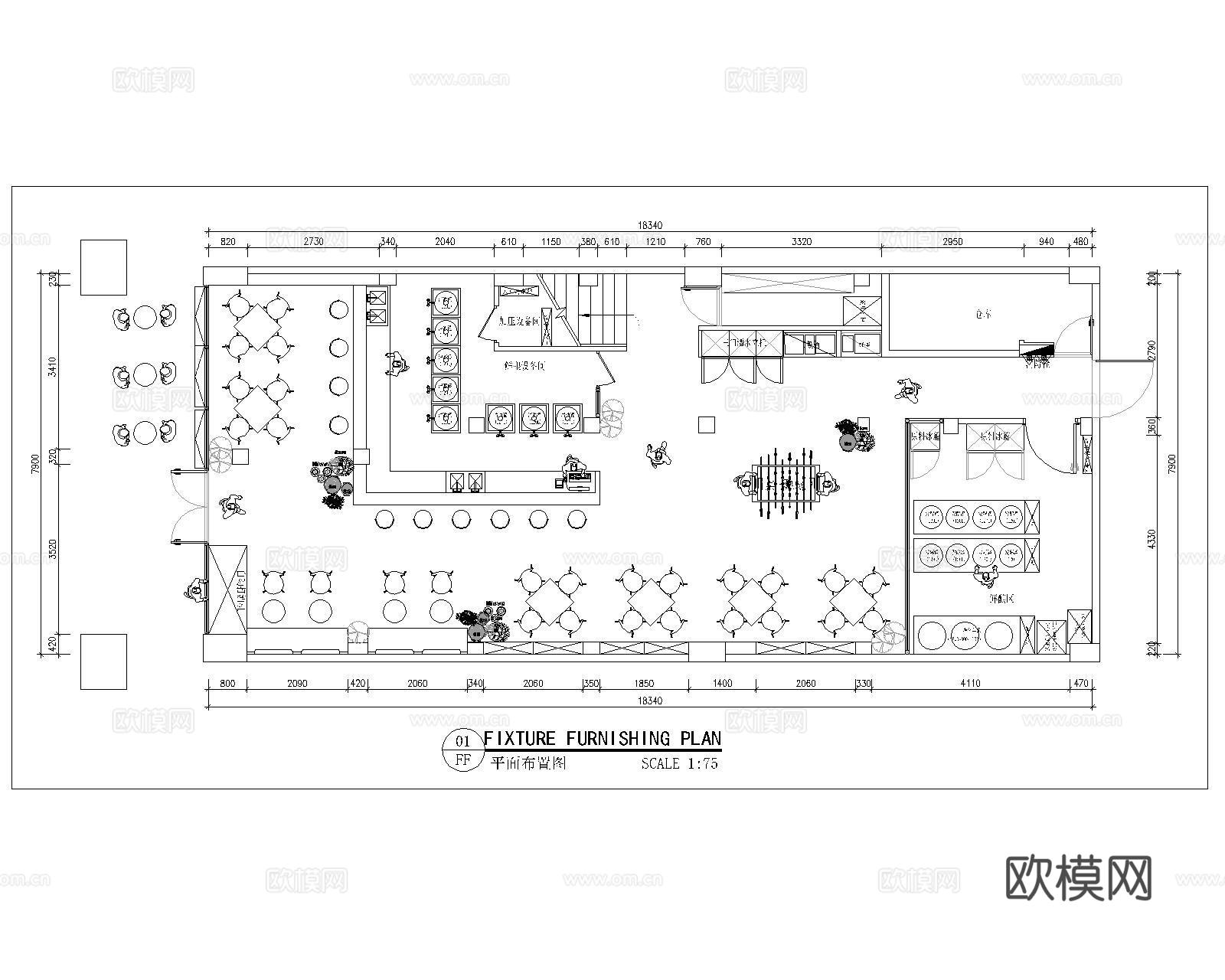酒馆清吧CAD平面图cad施工图