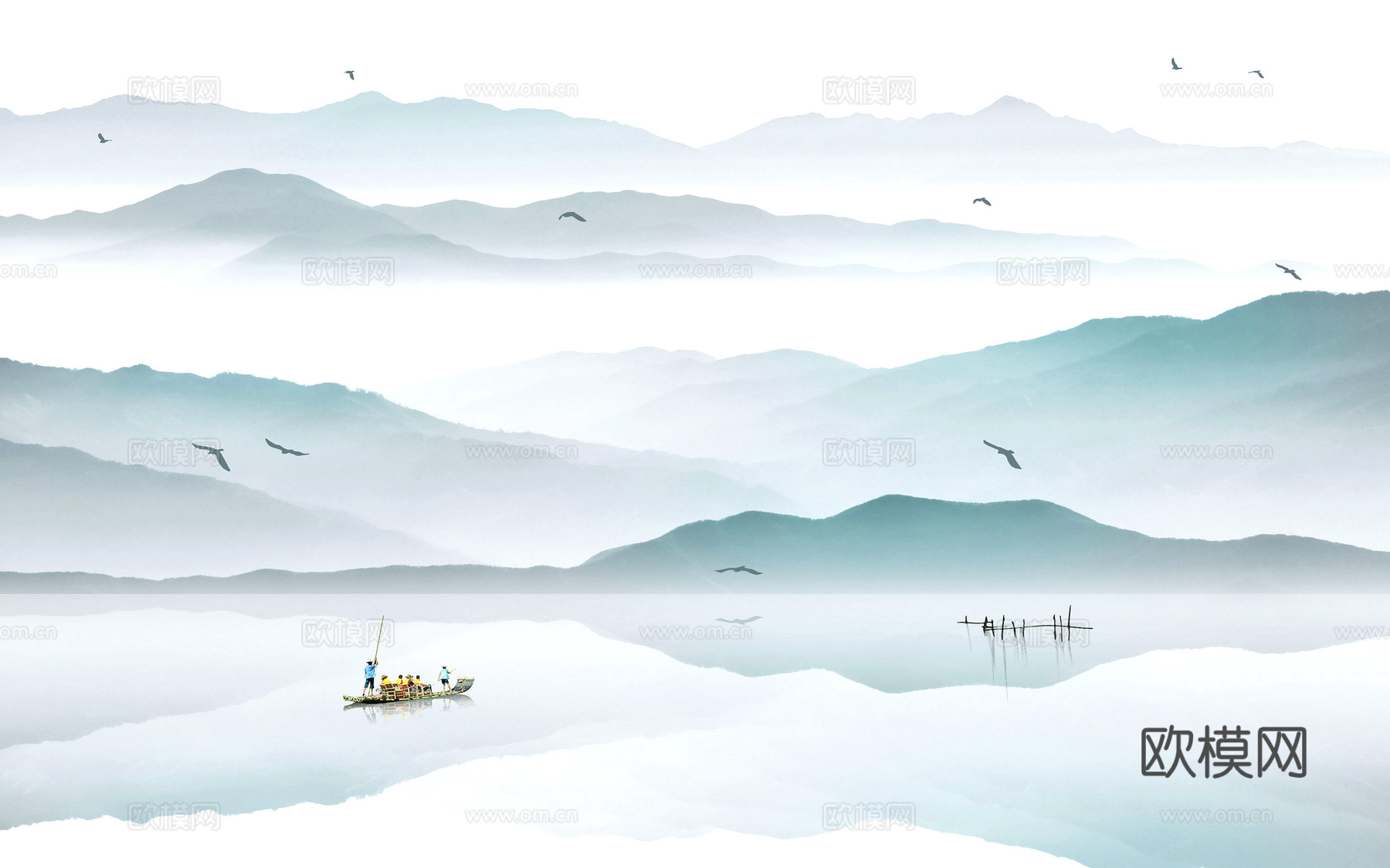 新中式立体壁画 背景墙壁画 山水壁画 墙画 壁纸 墙纸 墙布