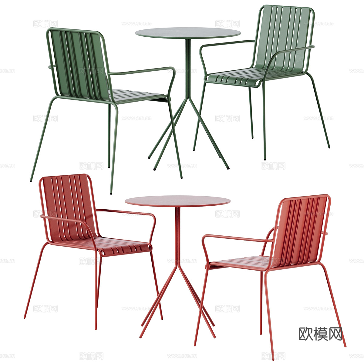 现代户外不锈钢休闲桌椅3d模型下载（渲染图6）