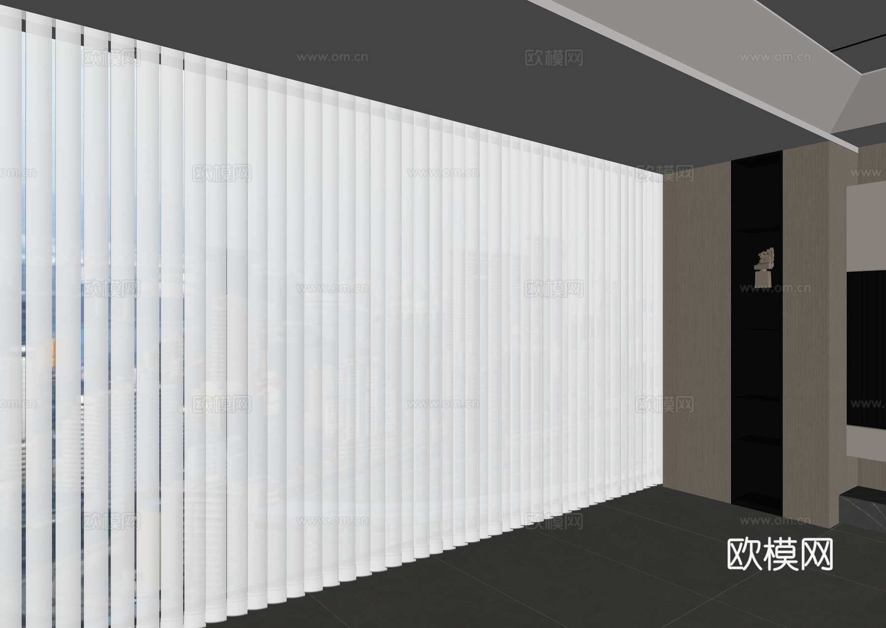 现代窗帘 梦幻卷帘 百叶帘 奶油风窗帘su模型