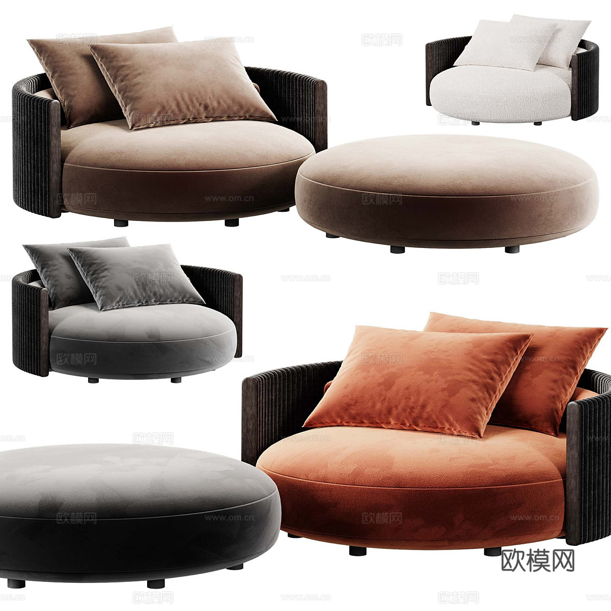 现代意式 Minotti Bezier Cord 休闲椅3d模型