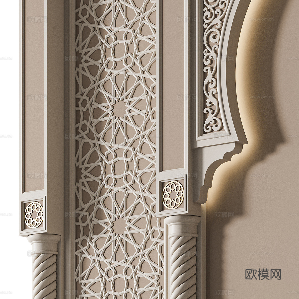 阿拉伯清真寺拱门 装饰墙板 背景墙3d模型下载（渲染图5）