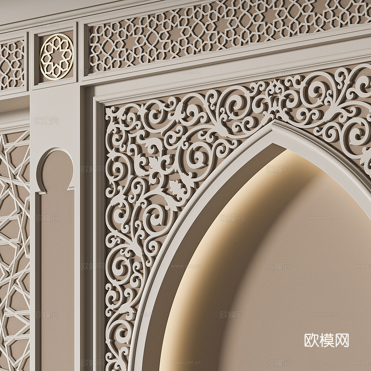 阿拉伯清真寺拱门 装饰墙板 背景墙3d模型下载（渲染图4）