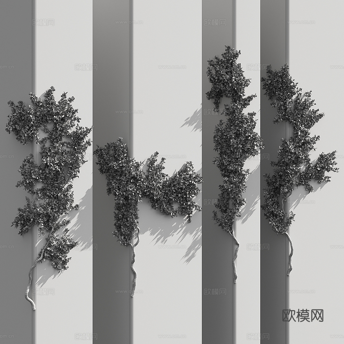现代九重葛绿植墙 植物墙3d模型