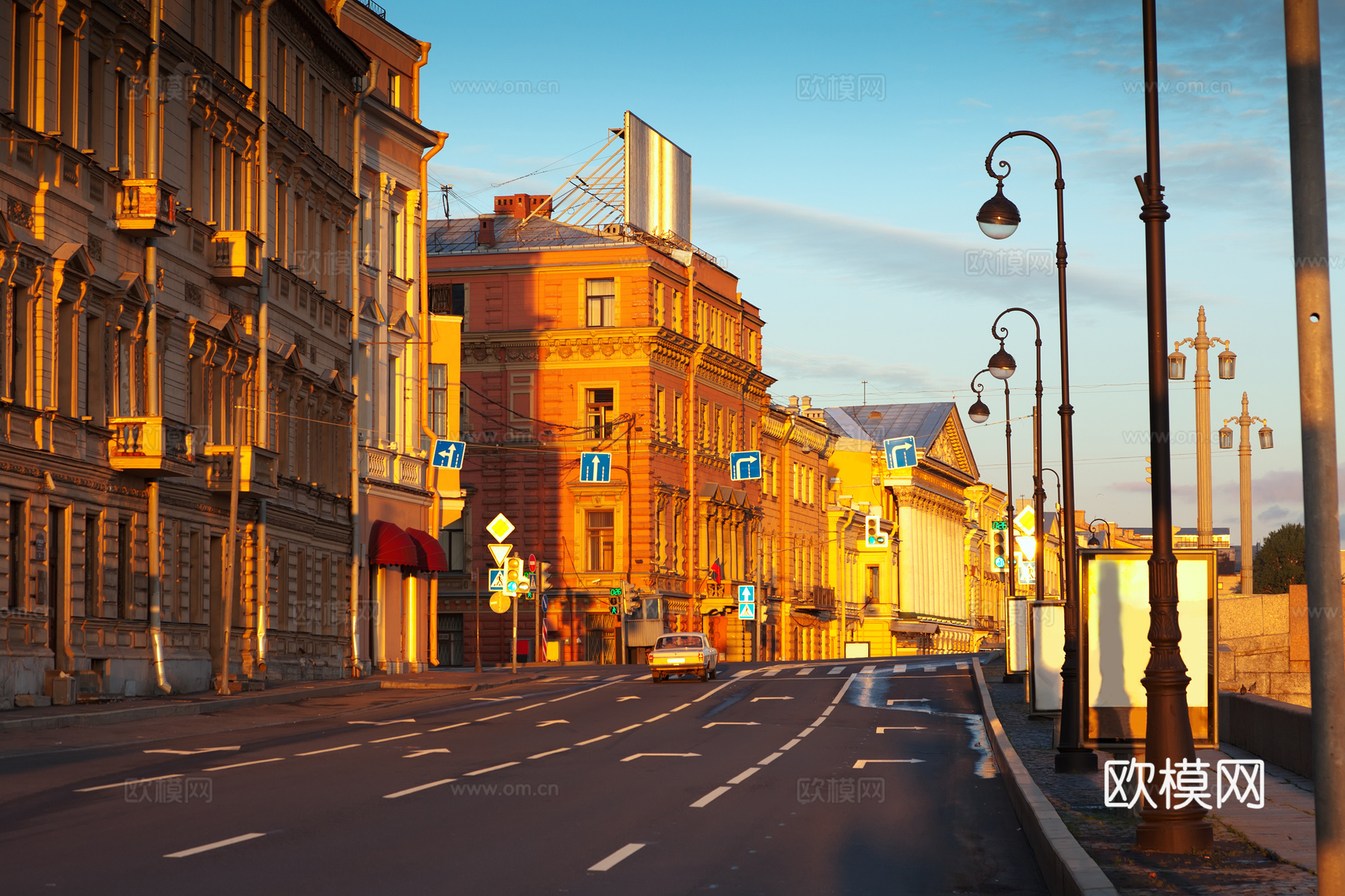都市风情  黄昏道路建筑风景 外景