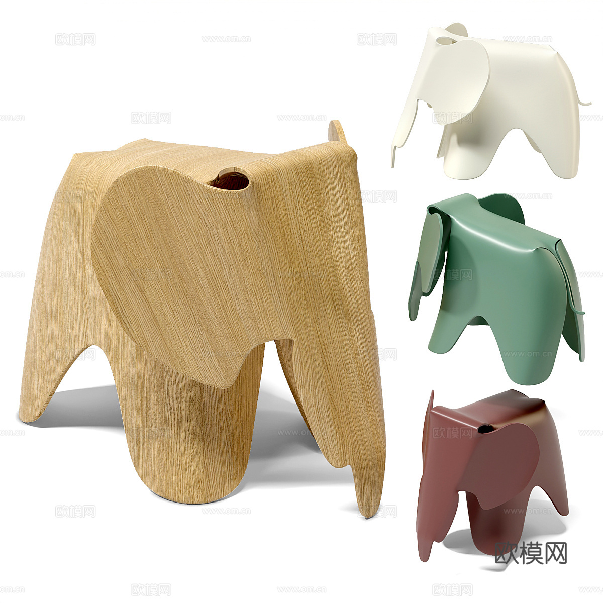 现代儿童大象玩具 儿童凳3d模型下载（渲染图1）